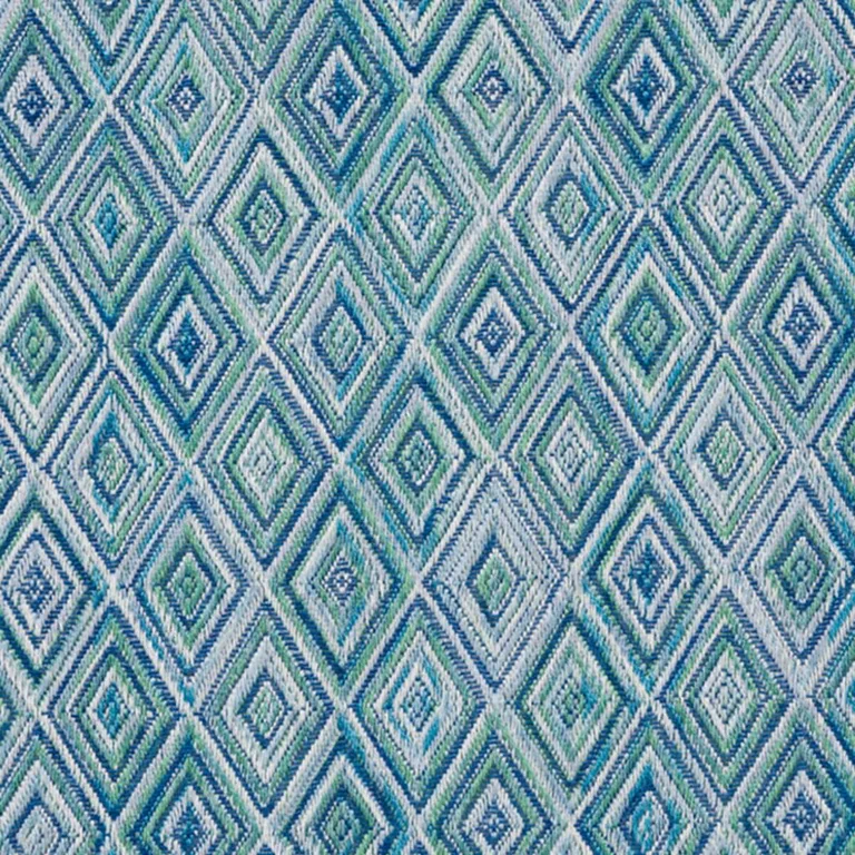 Schumacher 75920 Diamond Strie Indoor/Outdoor Peacock fabric swatch