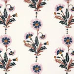 Schumacher 179740 Dianthus Hand Block Print Rust & Rose fabric swatch
