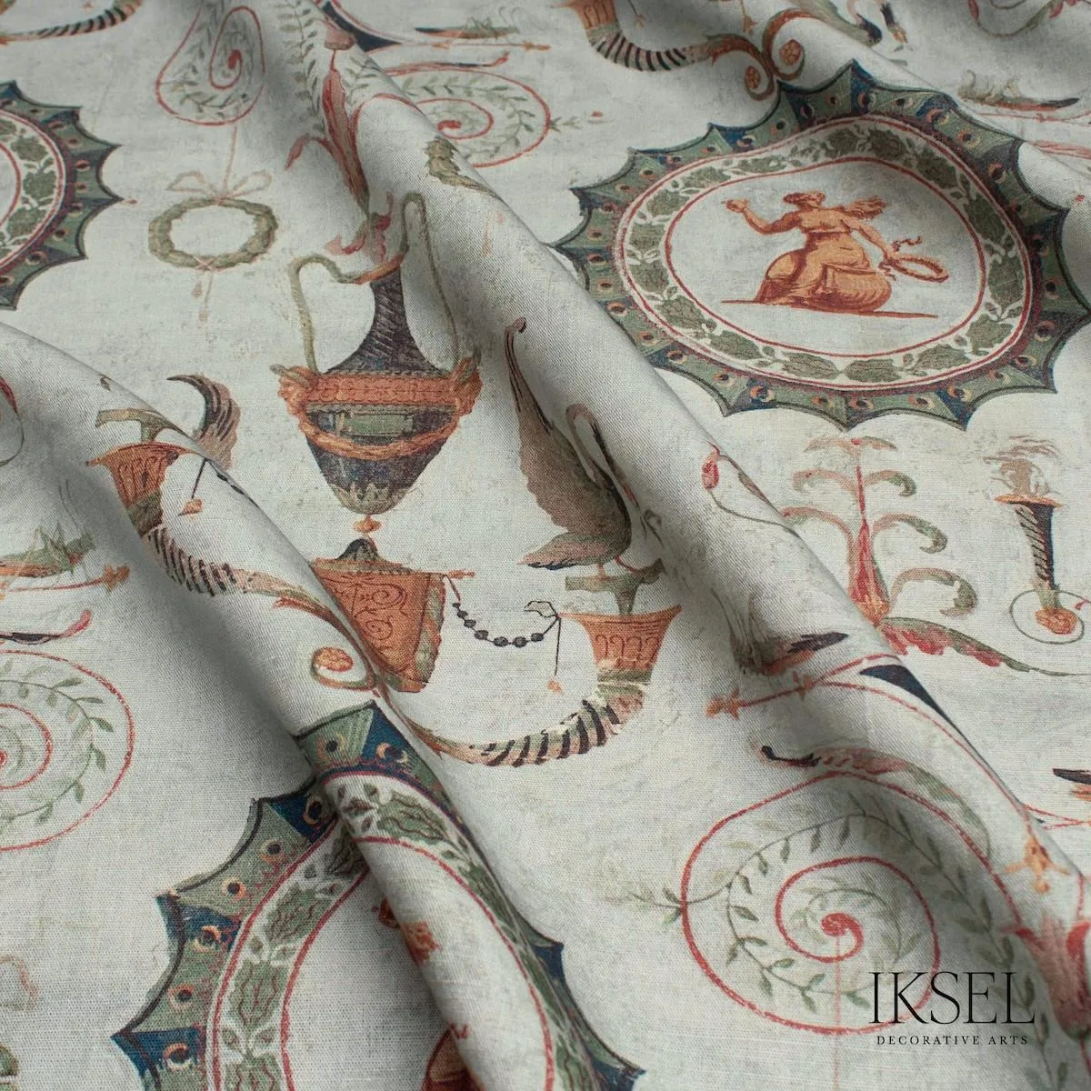 Schumacher RF410CS01 Directoire Medallions Original fabric swatch
