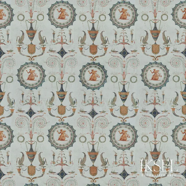 Schumacher RF410CS01 Directoire Medallions Original fabric swatch