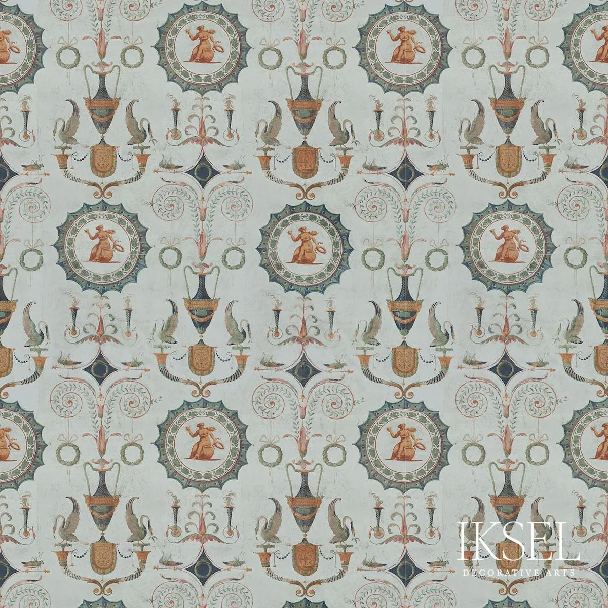 Schumacher RF410CS01 Directoire Medallions Original fabric swatch