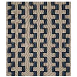 Schumacher 179682 Dixon Embroidered Print Linen Blue fabric swatch