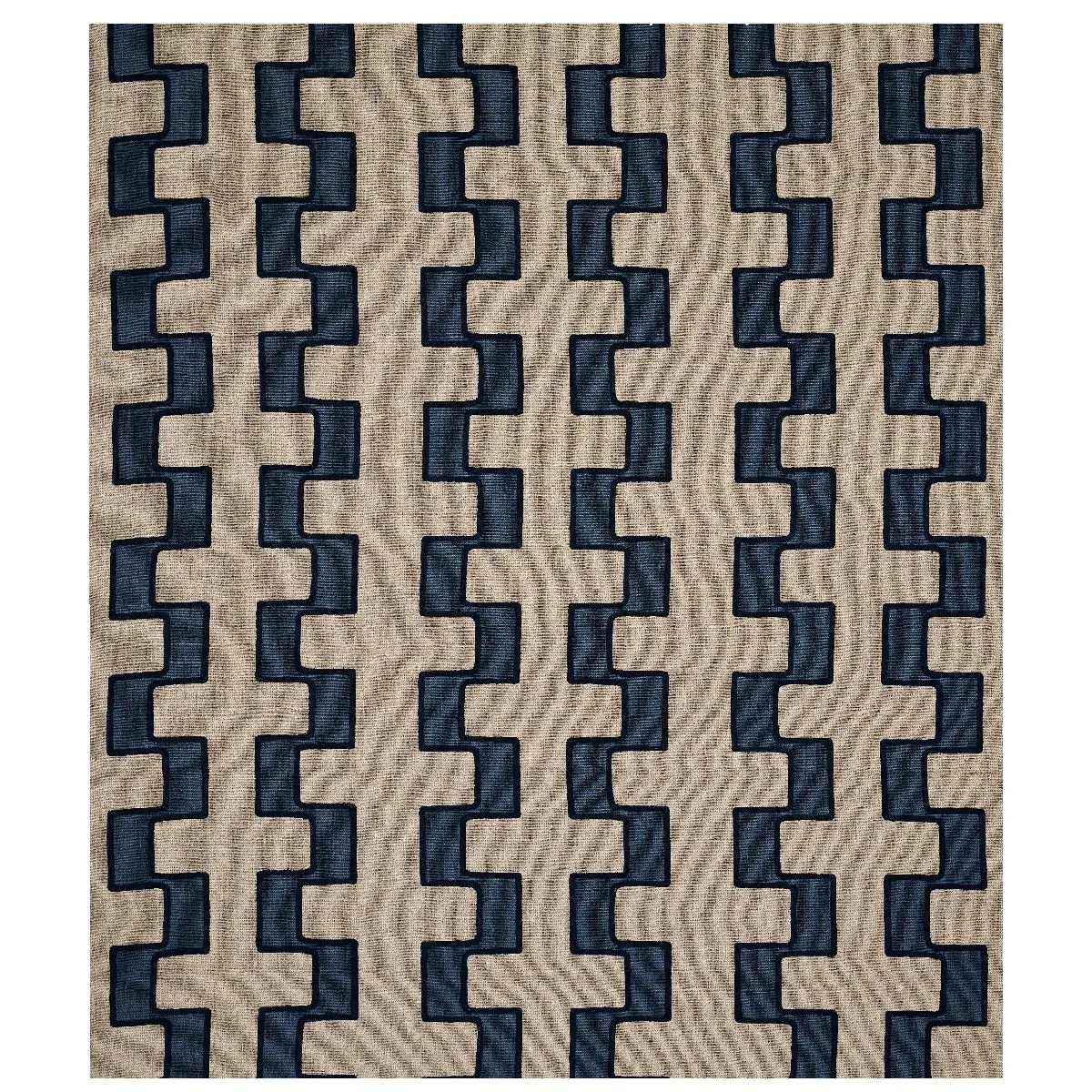 Schumacher 179682 Dixon Embroidered Print Linen Blue fabric swatch