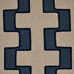 Schumacher 179682 Dixon Embroidered Print Linen Blue fabric swatch