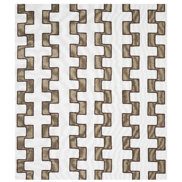 Schumacher 179680 Dixon Embroidered Print Linen Neutral fabric swatch