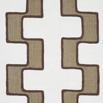 Schumacher 179680 Dixon Embroidered Print Linen Neutral fabric swatch