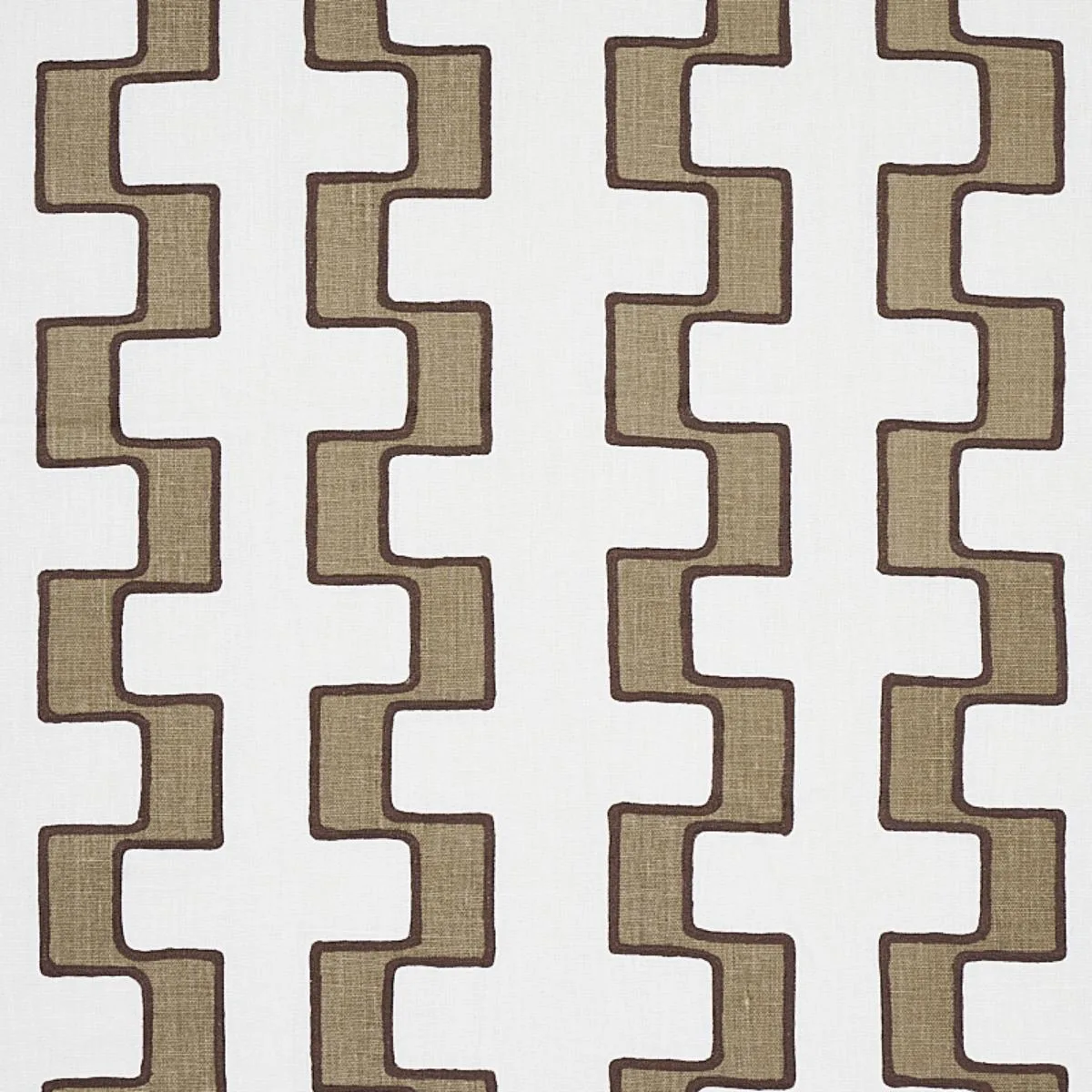 Schumacher 179680 Dixon Embroidered Print Linen Neutral fabric swatch