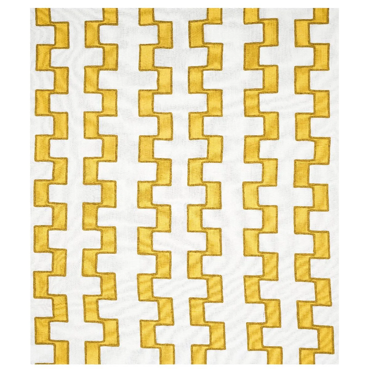Schumacher 179681 Dixon Embroidered Print Linen Yellow fabric swatch