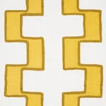 Schumacher 179681 Dixon Embroidered Print Linen Yellow fabric swatch