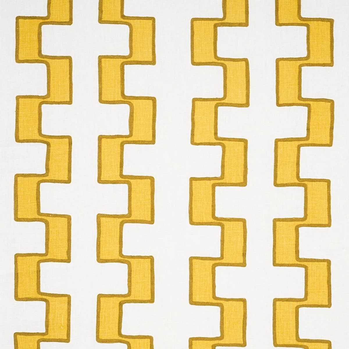 Schumacher 179681 Dixon Embroidered Print Linen Yellow fabric swatch