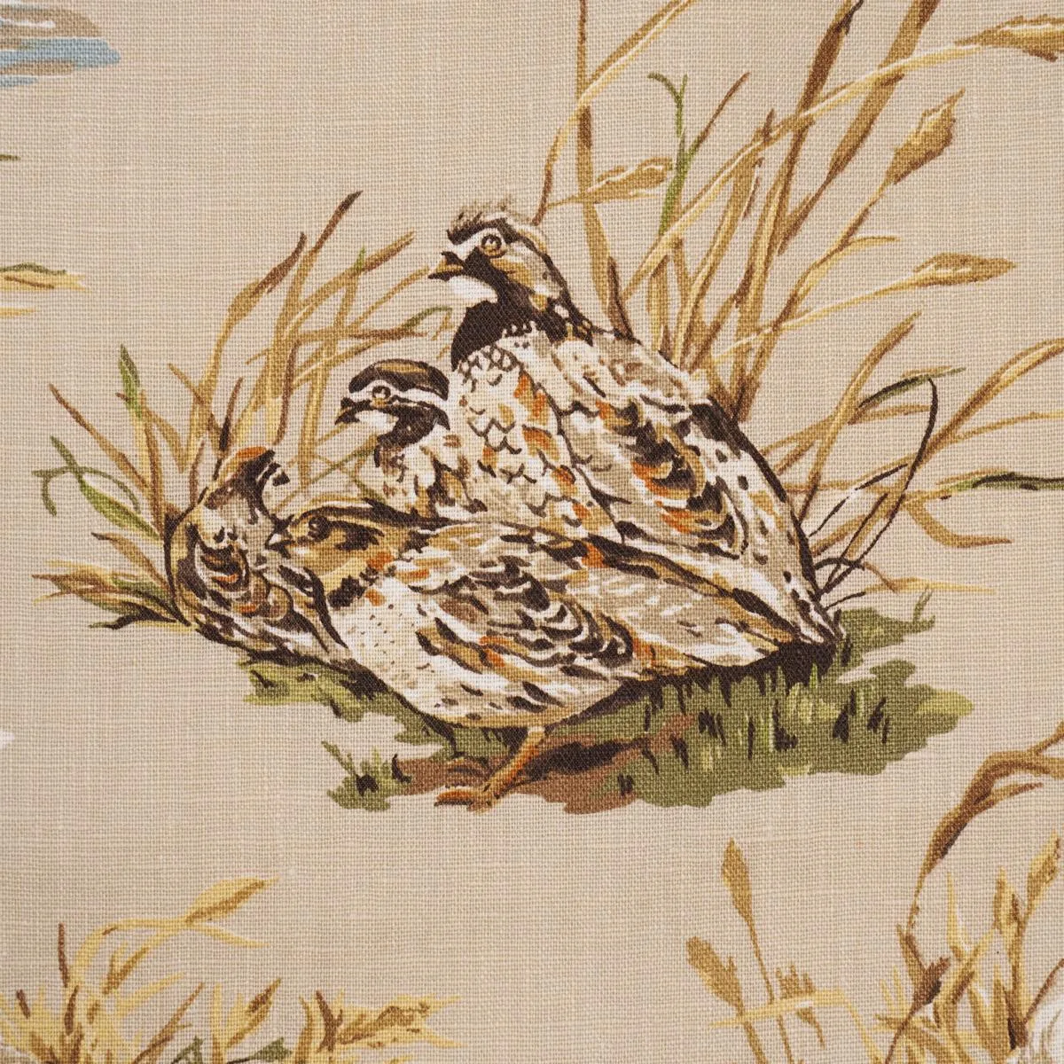 Schumacher 182660 Dog & Duck Alabaster fabric swatch