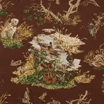 Schumacher 182661 Dog & Duck Brown fabric swatch