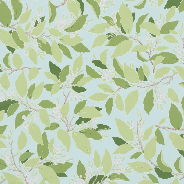Schumacher 176522 Dogwood Leaf Aqua fabric swatch