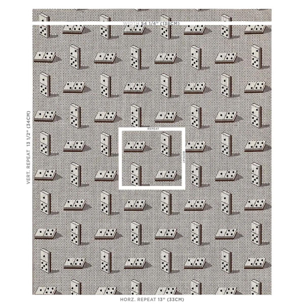 Schumacher 79322 Domino éPinglé Brown fabric swatch