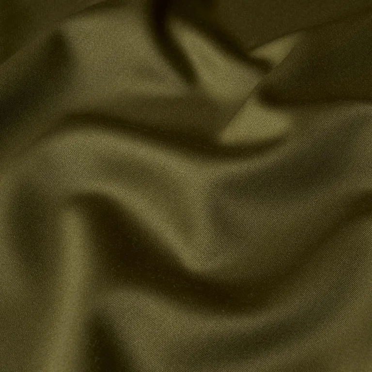 Schumacher 87327 Donovan Merino Wool Sateen Olive fabric swatch