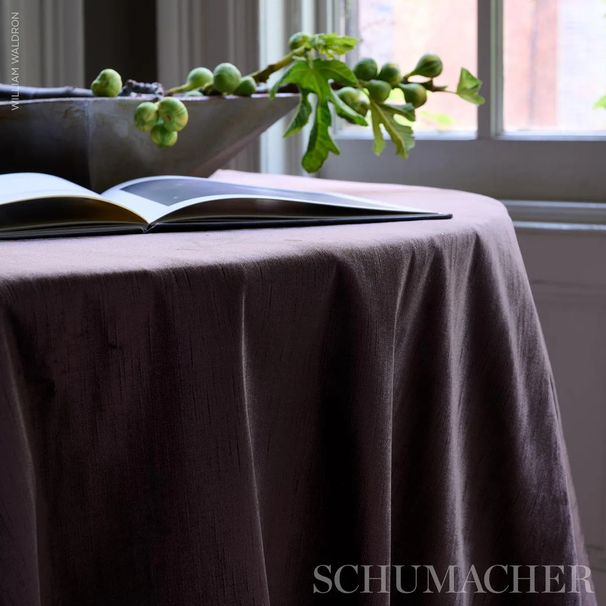 Schumacher 80690 Dorothea Silk Velvet Espresso fabric swatch