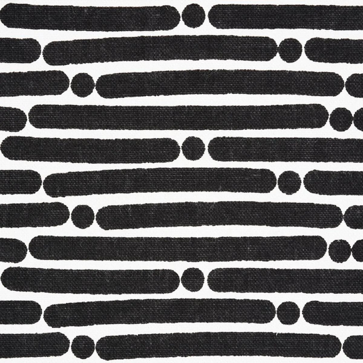 Schumacher 177105 Dot Dash Black fabric swatch
