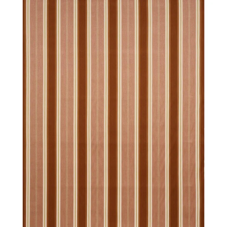 Schumacher 86880 Double Face Stripes Terracotta Lime fabric swatch