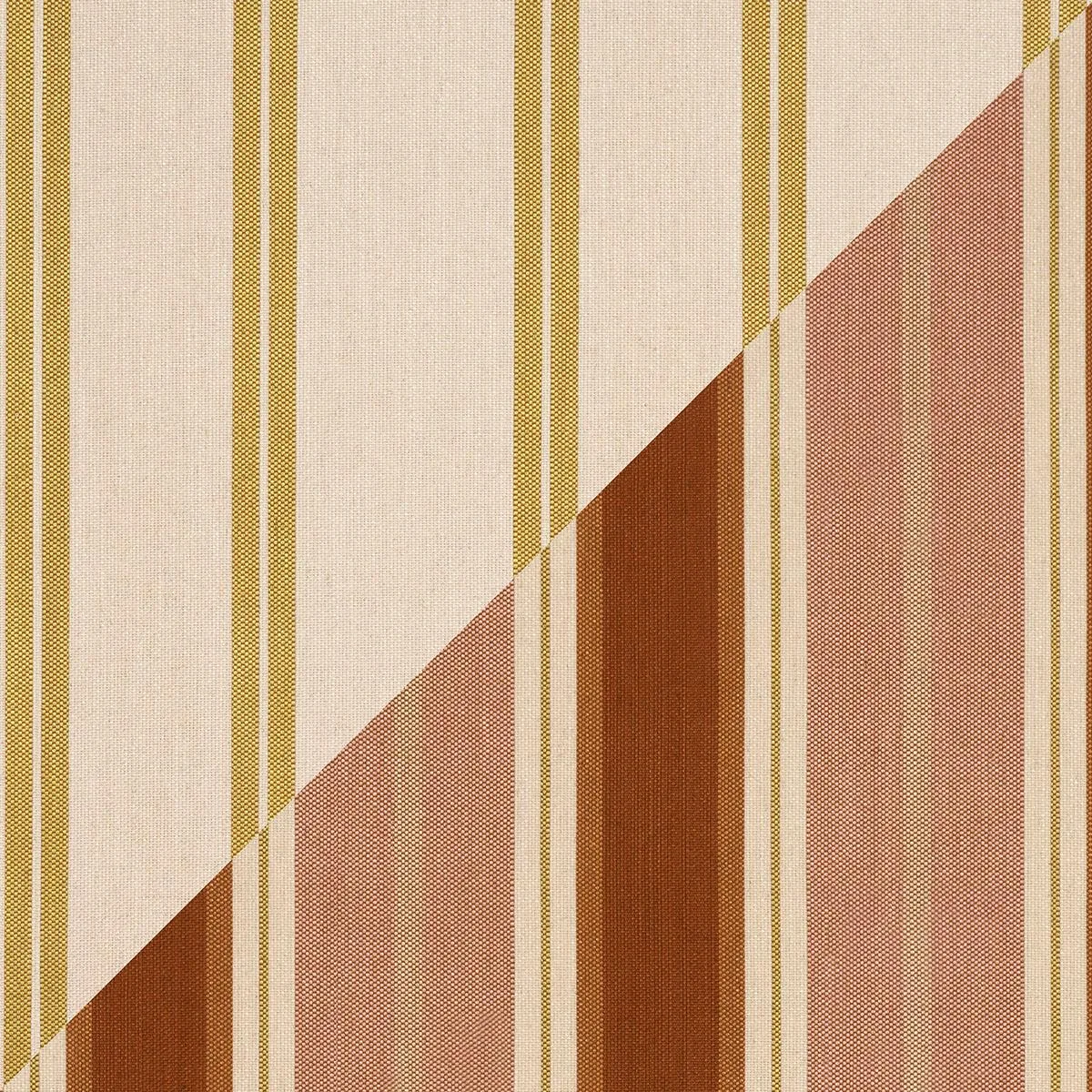 Schumacher 86880 Double Face Stripes Terracotta Lime fabric swatch