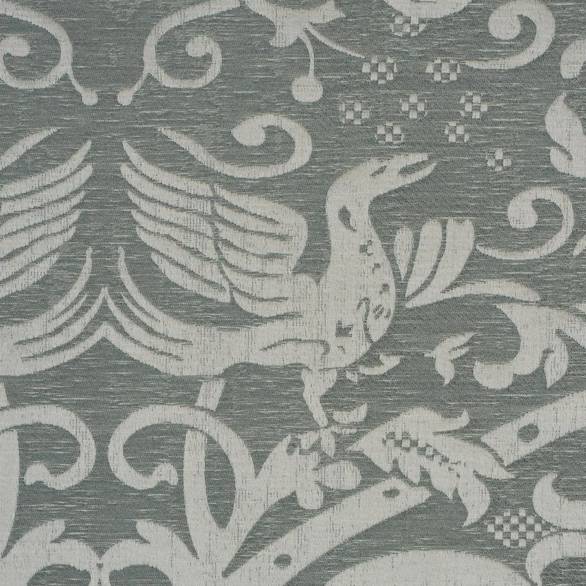 Schumacher 86592 Dougal Damask Mist fabric swatch