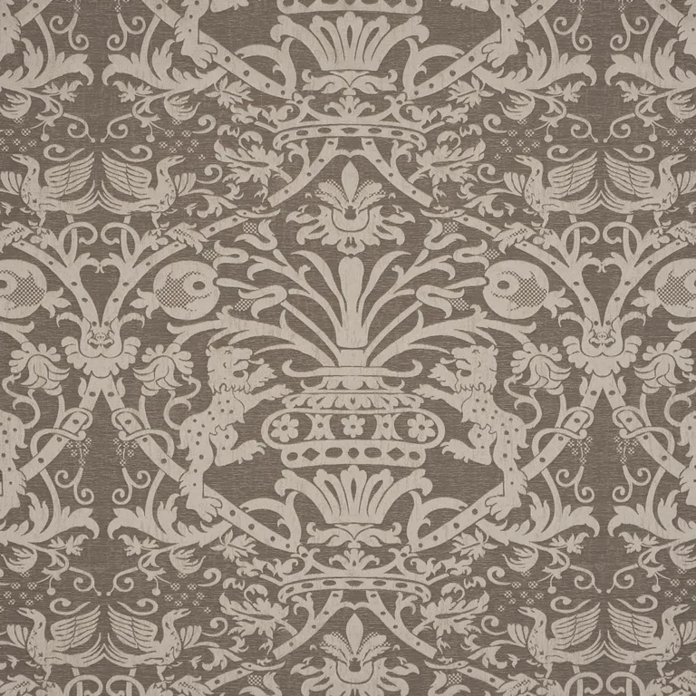 Schumacher 86590 Dougal Damask Smoke fabric swatch