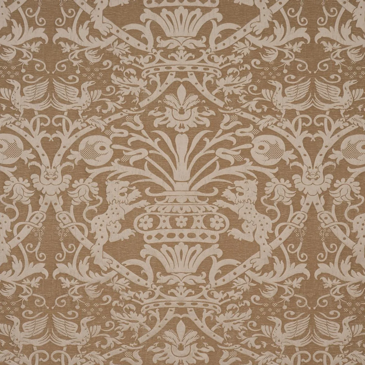 Schumacher 86591 Dougal Damask Wheat fabric swatch