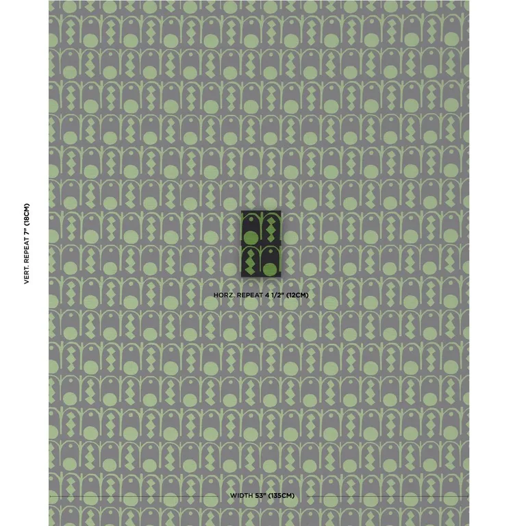 Schumacher 83412 Downtown Green And Black fabric swatch