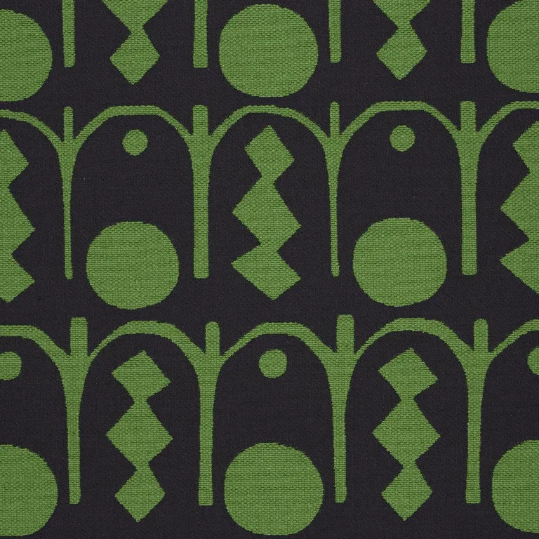 Schumacher 83412 Downtown Green And Black fabric swatch