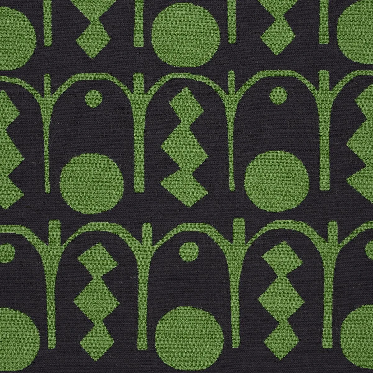 Schumacher 83412 Downtown Green And Black fabric swatch