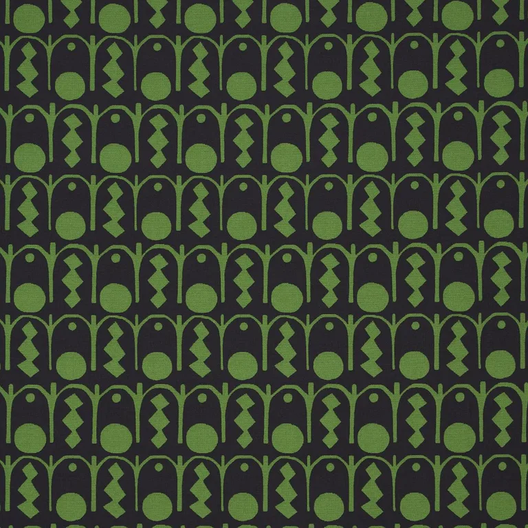 Schumacher 83412 Downtown Green And Black fabric swatch