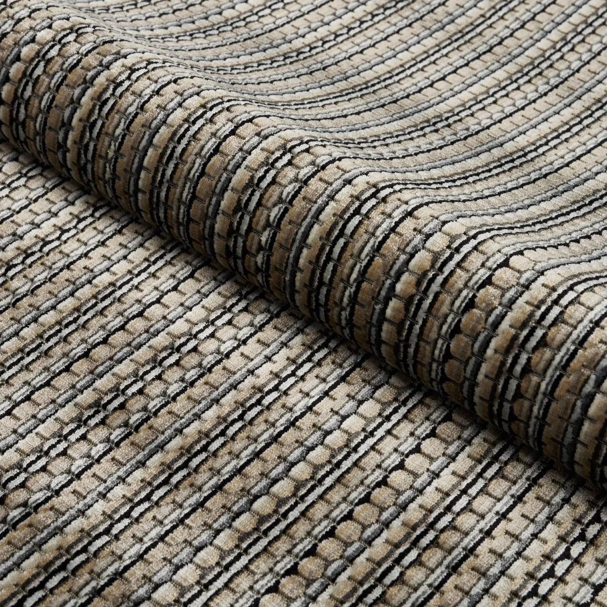 Schumacher 66916 Downtown Velvet Pebble fabric swatch