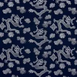 Schumacher 81550 Dragon Embroidery Navy fabric swatch