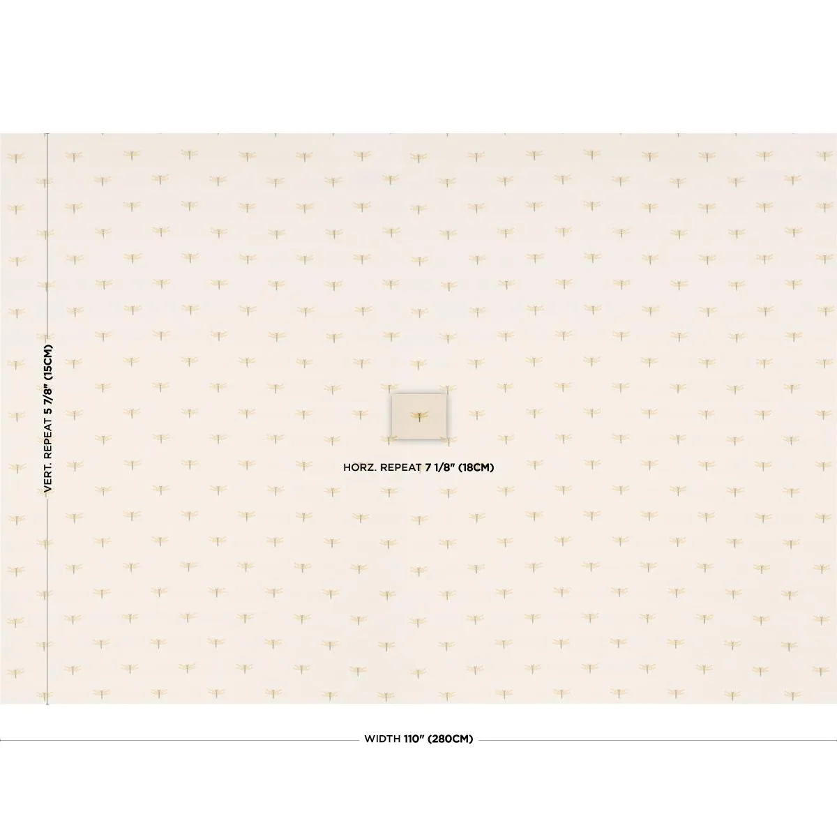 Schumacher 85530 Dragonflies Ochre fabric swatch