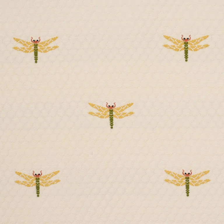 Schumacher 85530 Dragonflies Ochre fabric swatch