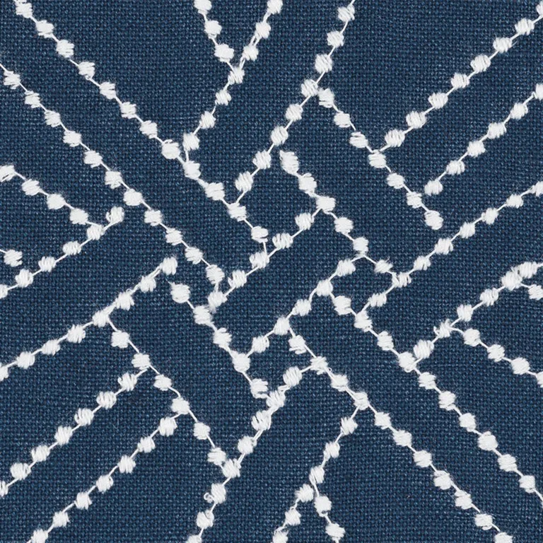 Schumacher 55696 Durance Embroidery Navy fabric swatch