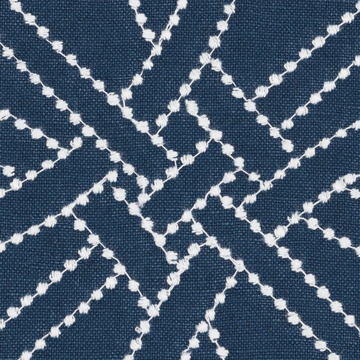 Schumacher 55696 Durance Embroidery Navy fabric swatch