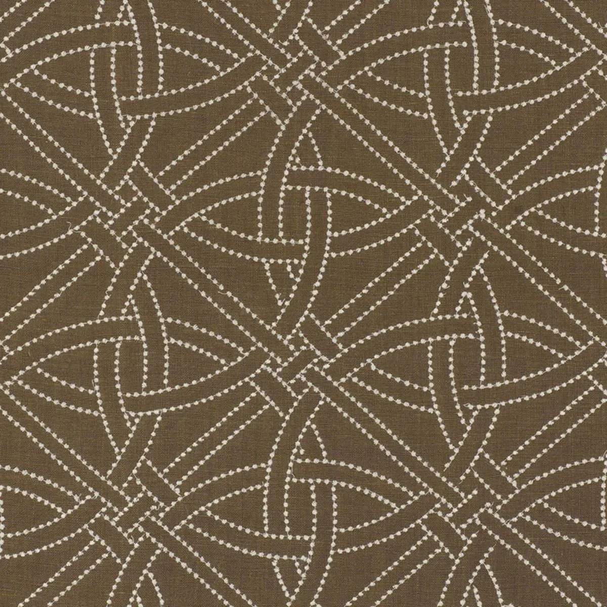 Schumacher 55691 Durance Embroidery Truffle fabric swatch