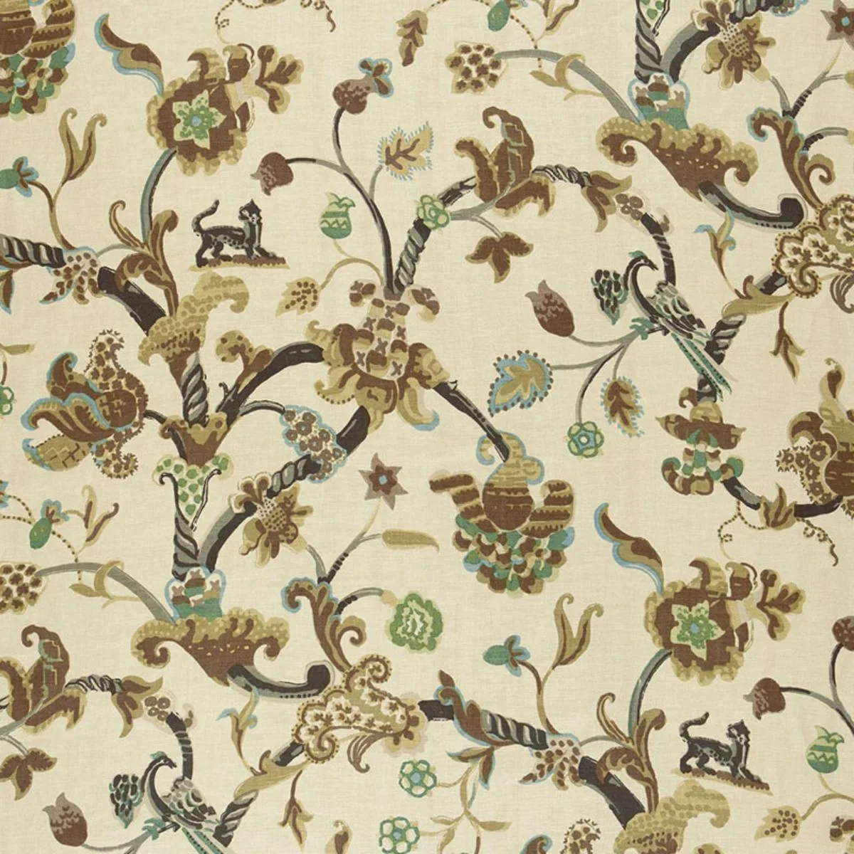 Schumacher 174531 Eastbury Manor Print Moonstone fabric swatch