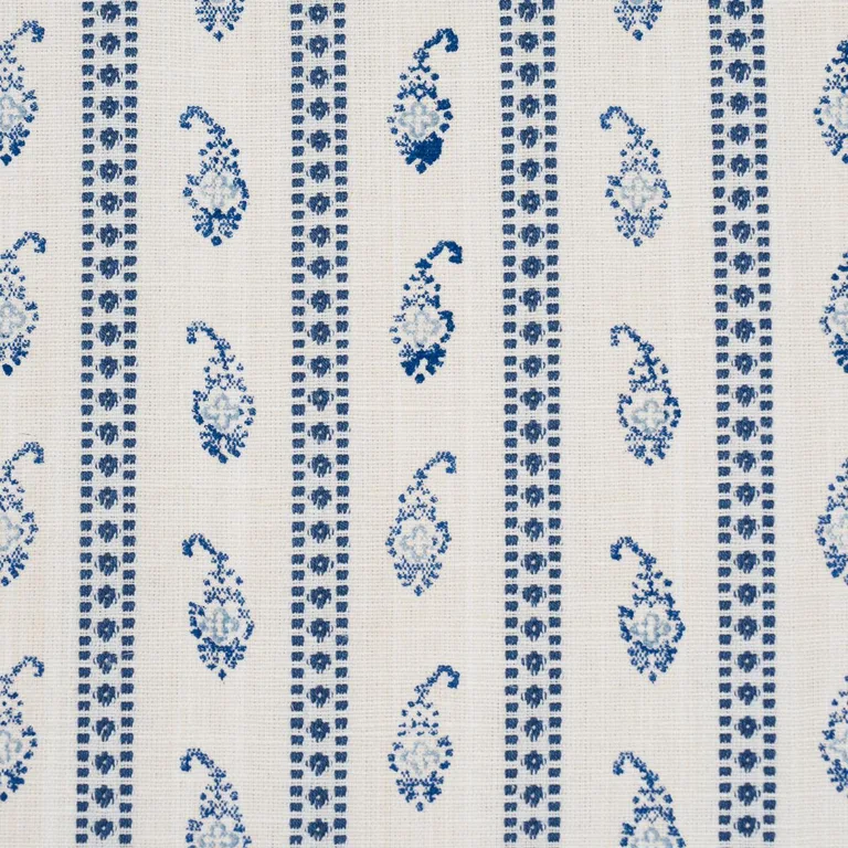 Schumacher 182020 Eddie Woven Hand Block Print Blue fabric swatch