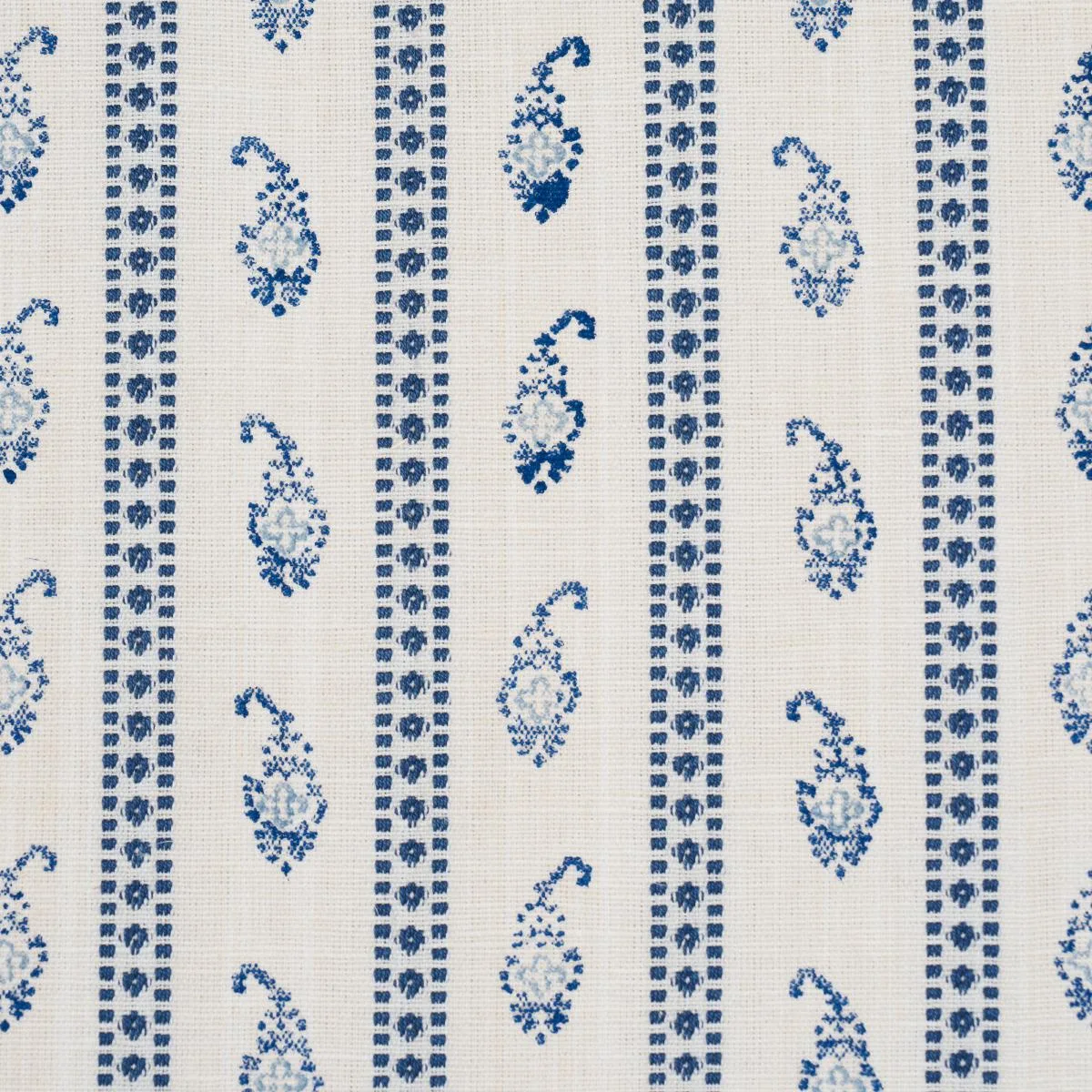 Schumacher 182020 Eddie Woven Hand Block Print Blue fabric swatch