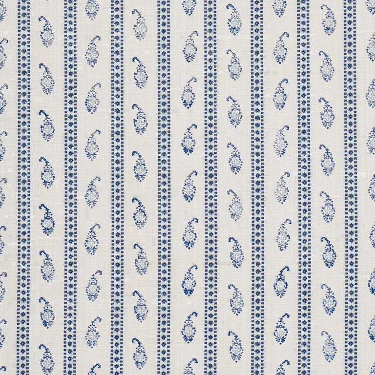Schumacher 182020 Eddie Woven Hand Block Print Blue fabric swatch
