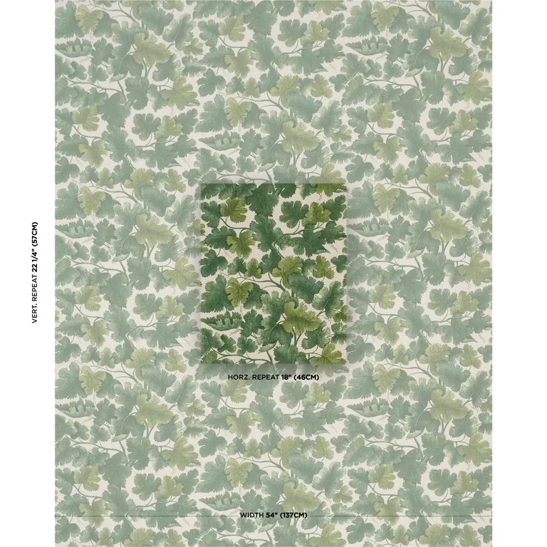 Schumacher 182791 Edinburgh Vine Forest fabric swatch