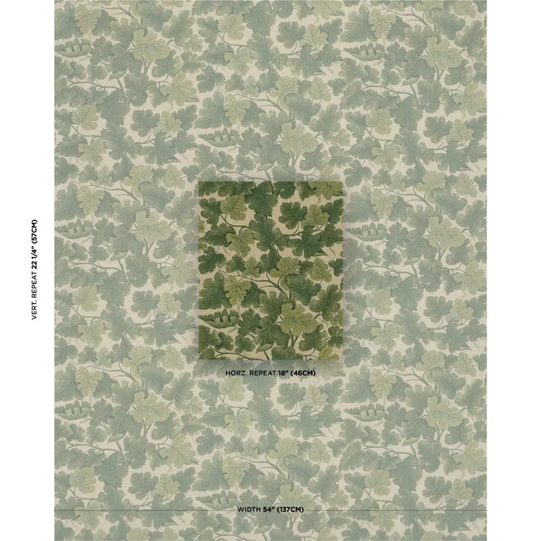 Schumacher 182790 Edinburgh Vine Moss fabric swatch
