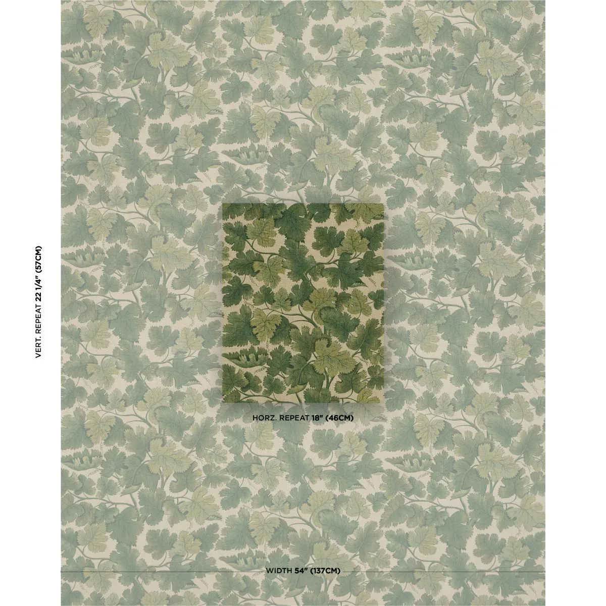 Schumacher 182790 Edinburgh Vine Moss fabric swatch