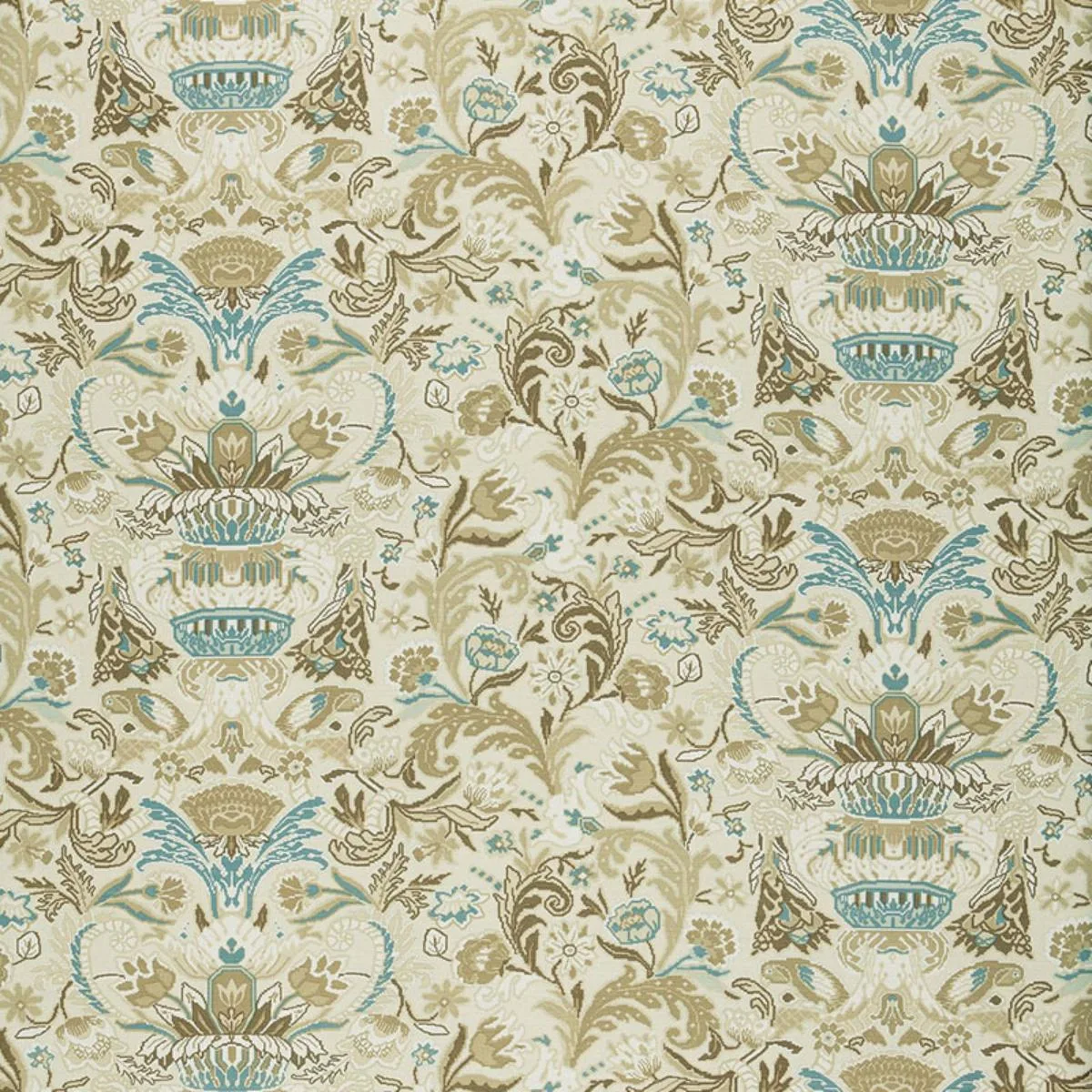 Schumacher 173622 Egerton Tapestry Print Almond fabric swatch