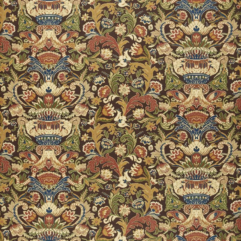 Schumacher 173620 Egerton Tapestry Print Umber fabric swatch