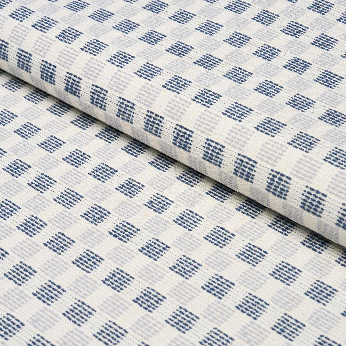 Schumacher 87671 Elara Performance Blues fabric swatch