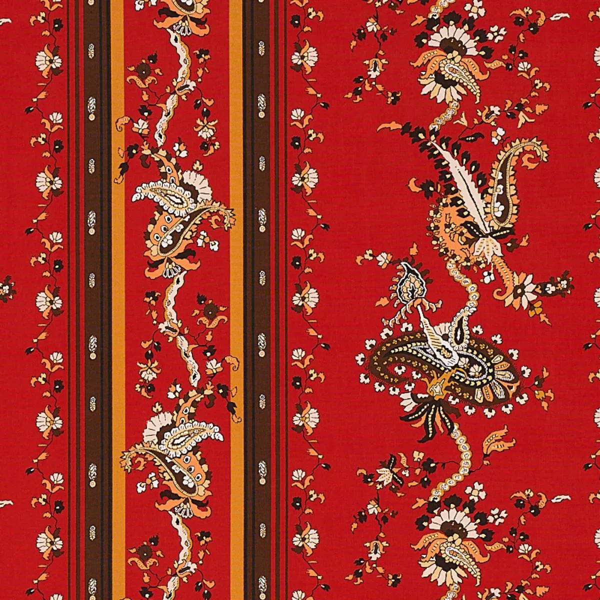 Schumacher 179982 Elena Paisley Stripe Pompeii fabric swatch