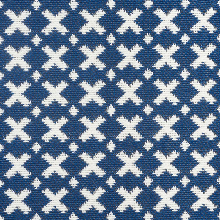 Schumacher 77200 Elias Blue & Ivory fabric swatch