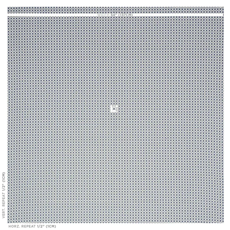 Schumacher 77200 Elias Blue & Ivory fabric swatch
